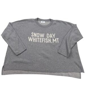 Town Pride Sweatshirt Women XL Pullover Gray Snow Day Whitefish MT Snowflake